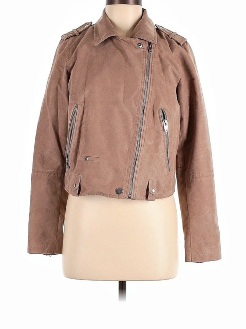 American Rag Faux Leather Moto Jacket in Brown Size Medium